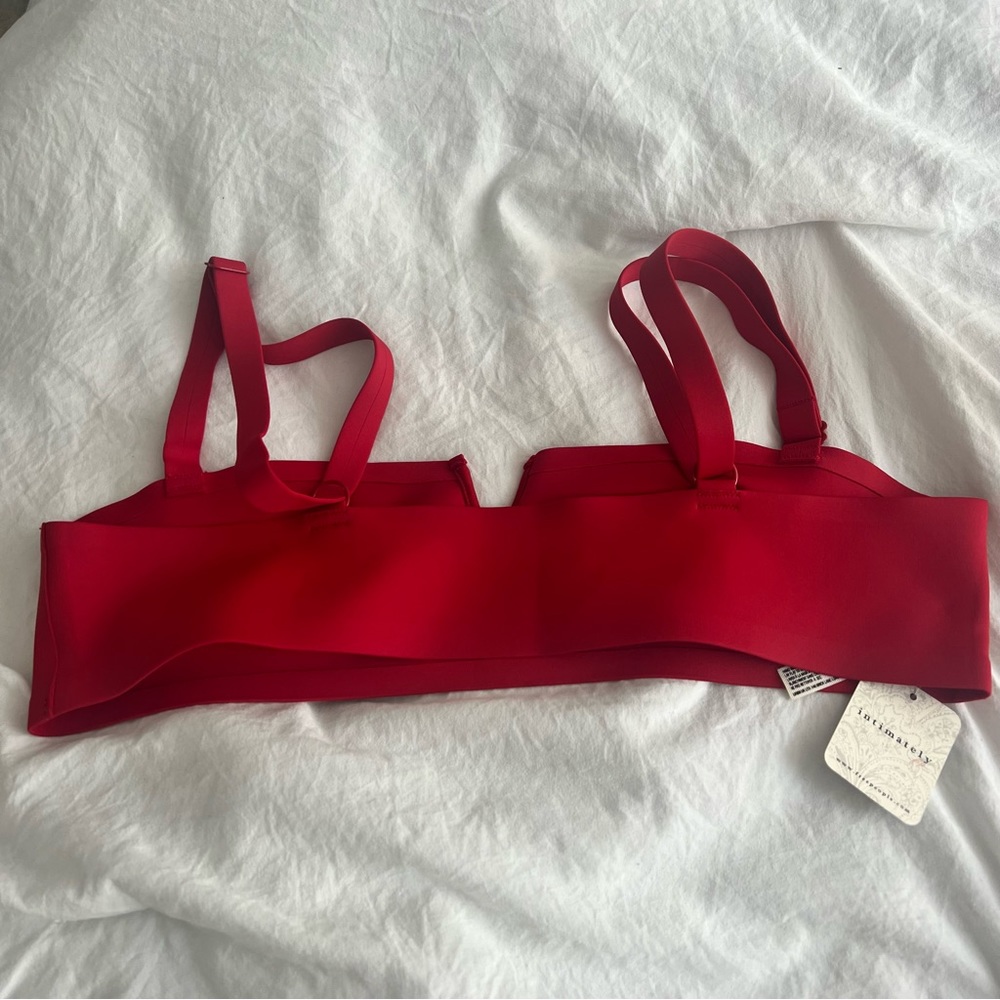 NWT free people intimately notched lily haute red scuba bralette - Picture 3 of 5